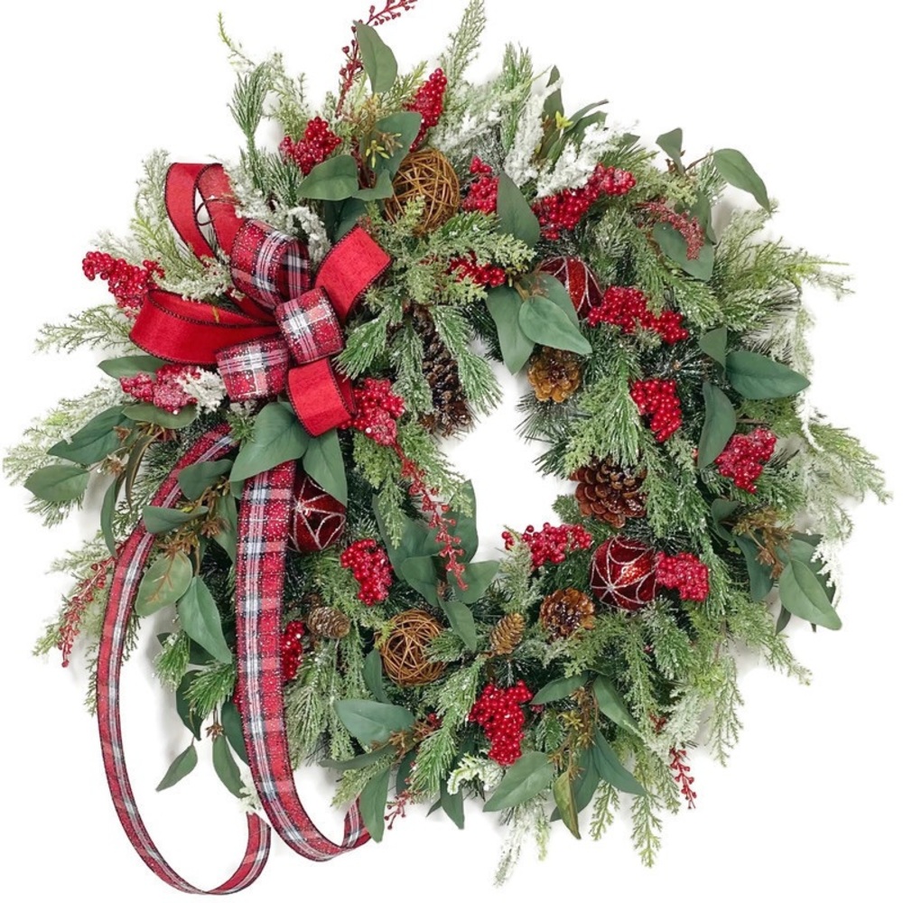 🎁SOLD🎁Woodland Christmas Wreath, Snowy Front Door Wreath